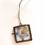 Miniature Pressed Flower Frame Frames Blue Delphinium Preserved Antique Brass Little Small Gift