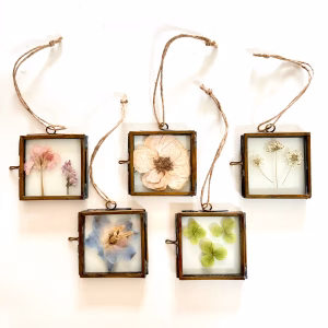 Miniature Pressed Flower Frame Frames Rose Delphinium Hydrangea Antique Brass Little Small Gift