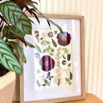 Handmade Pressed Flower Framed Wall Art Unique Gifts Rose Foliage Preserved Dried Green Red White Leaf